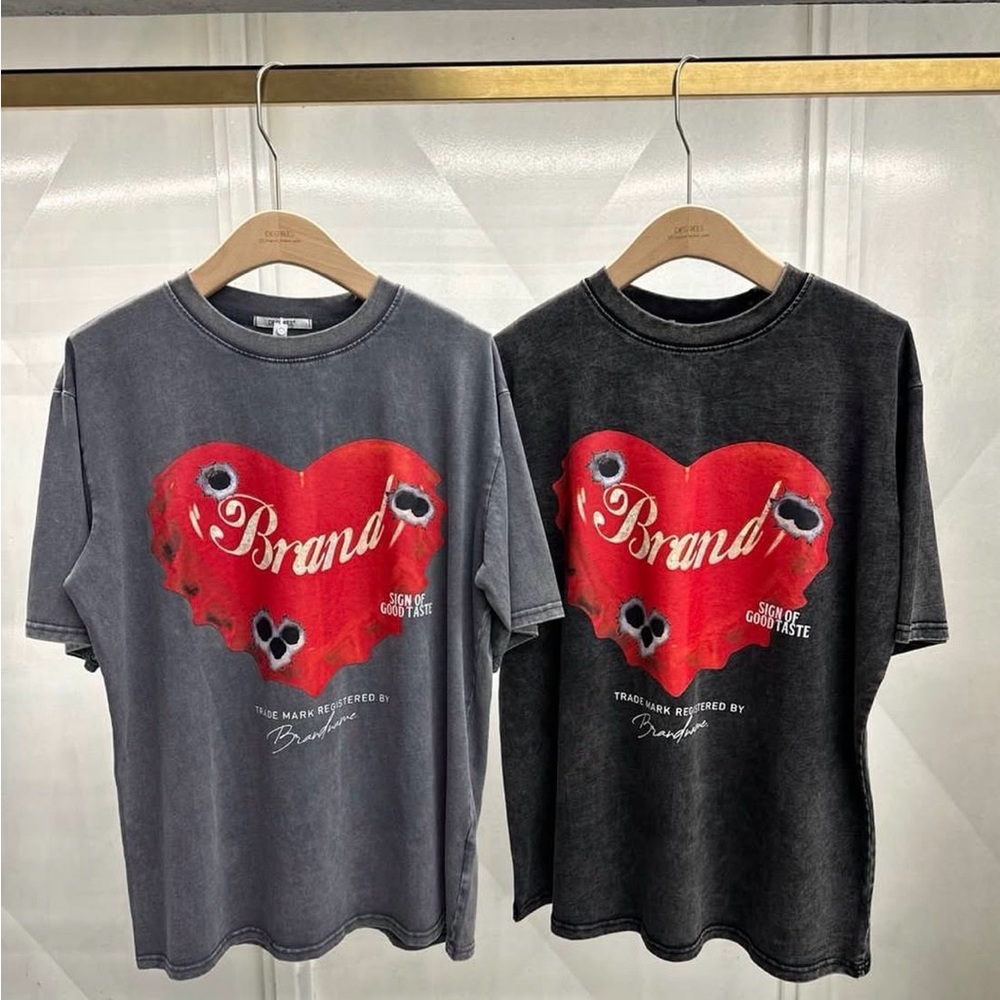 Kids Graphic Heart Tee with Red Heart Print From Italy